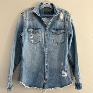 Zara denim shirt jacket .